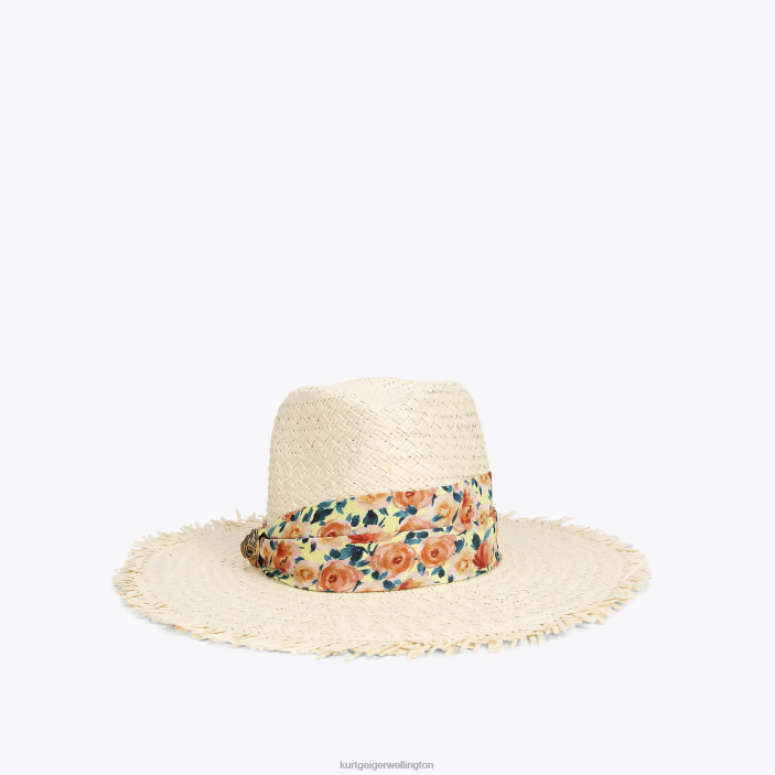 Kurt Geiger NZ - Kurt Geiger Beige Combination London Straw Band Fedora Hat PZ2X460