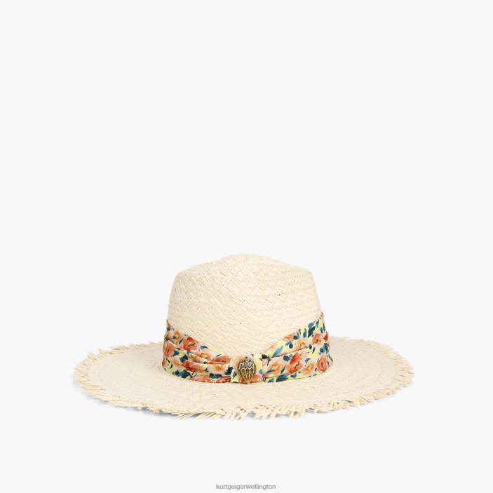 Kurt Geiger NZ - Kurt Geiger Beige Combination London Straw Band Fedora Hat PZ2X460