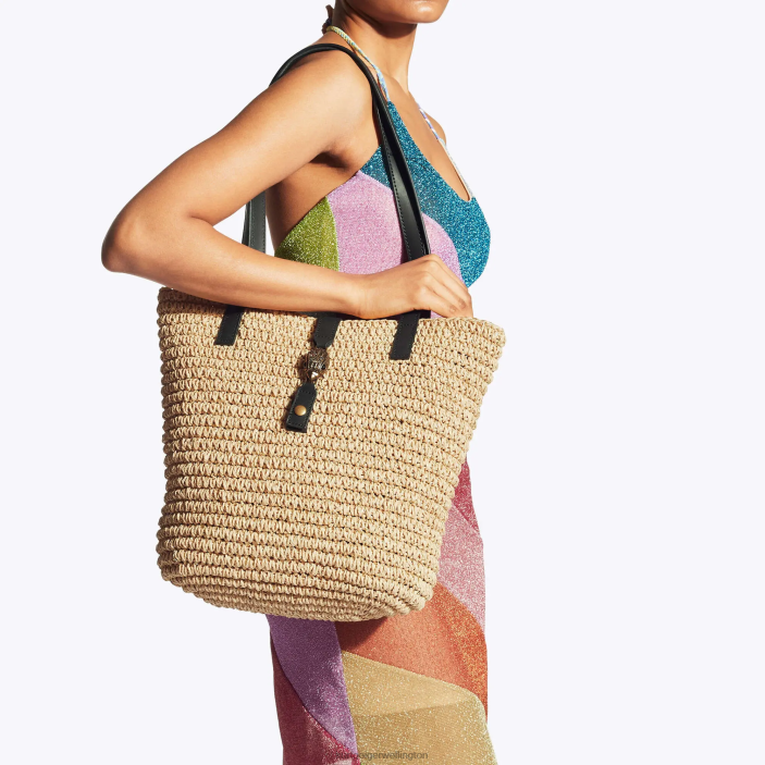 Kurt Geiger NZ - Kurt Geiger Beige London Hampton Raffia Tote PZ2X462
