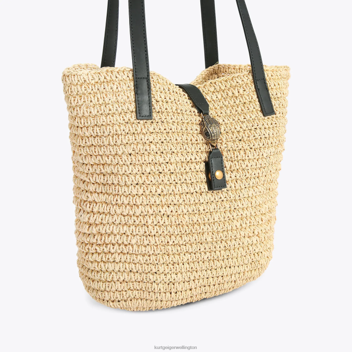 Kurt Geiger NZ - Kurt Geiger Beige London Hampton Raffia Tote PZ2X462