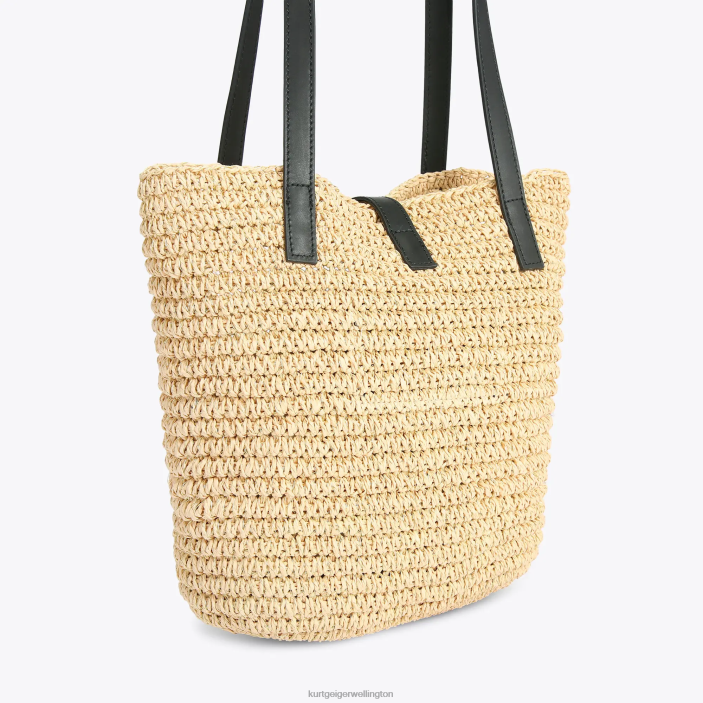 Kurt Geiger NZ - Kurt Geiger Beige London Hampton Raffia Tote PZ2X462