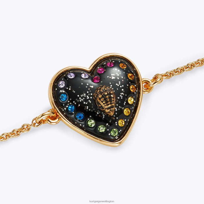 Kurt Geiger NZ - Kurt Geiger Black Combination London Glitter Heart Bracelet PZ2X578