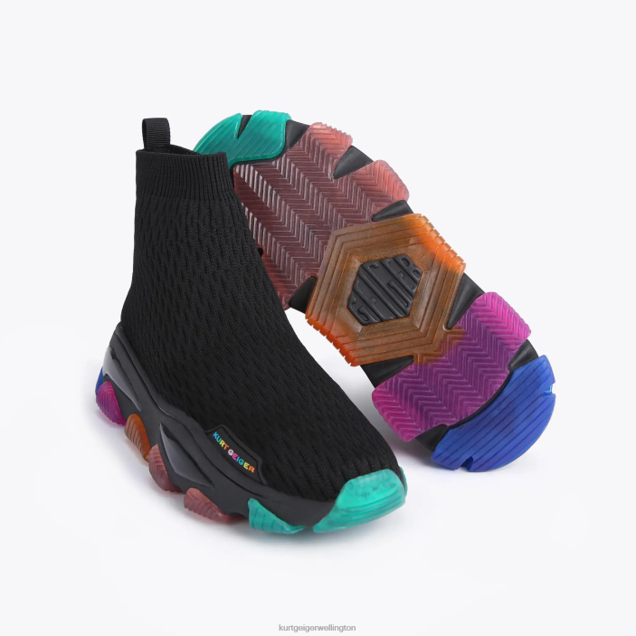 Kurt Geiger NZ - Kurt Geiger Black Combination London Lettie Knit Sock PZ2X167