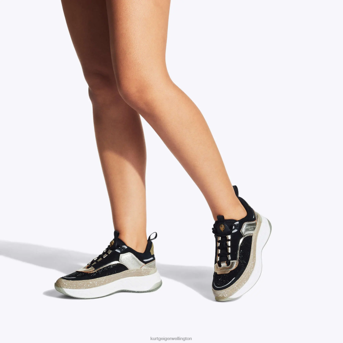 Kurt Geiger NZ - Kurt Geiger Black Grey London Kensington Sneaker PZ2X296