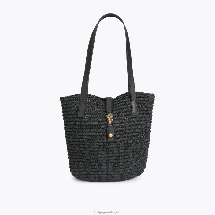 Kurt Geiger NZ - Kurt Geiger Black London Hampton Raffia Tote PZ2X463