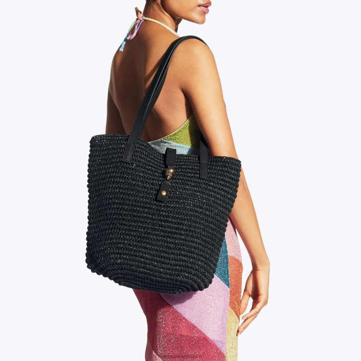 Kurt Geiger NZ - Kurt Geiger Black London Hampton Raffia Tote PZ2X463