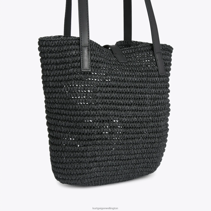 Kurt Geiger NZ - Kurt Geiger Black London Hampton Raffia Tote PZ2X463
