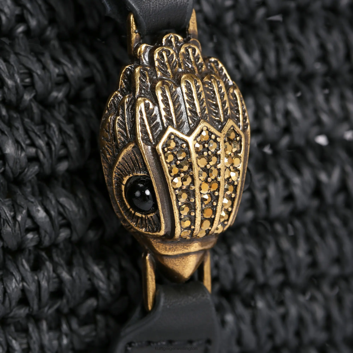 Kurt Geiger NZ - Kurt Geiger Black London Hampton Raffia Tote PZ2X463