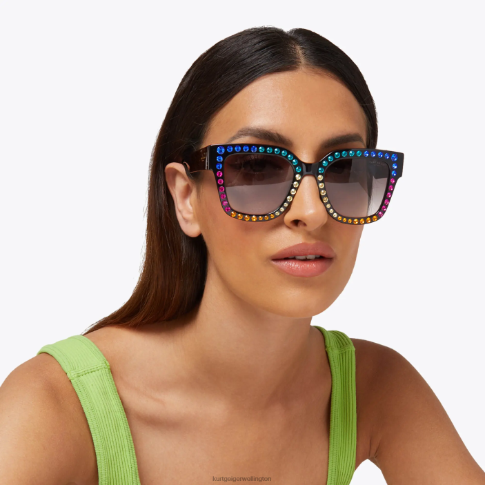 Kurt Geiger NZ - Kurt Geiger Black London Jewel Rainbow Sunglasses PZ2X216