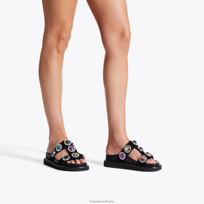 Kurt Geiger NZ - Kurt Geiger Black London Orson Crystal Sandal PZ2X215