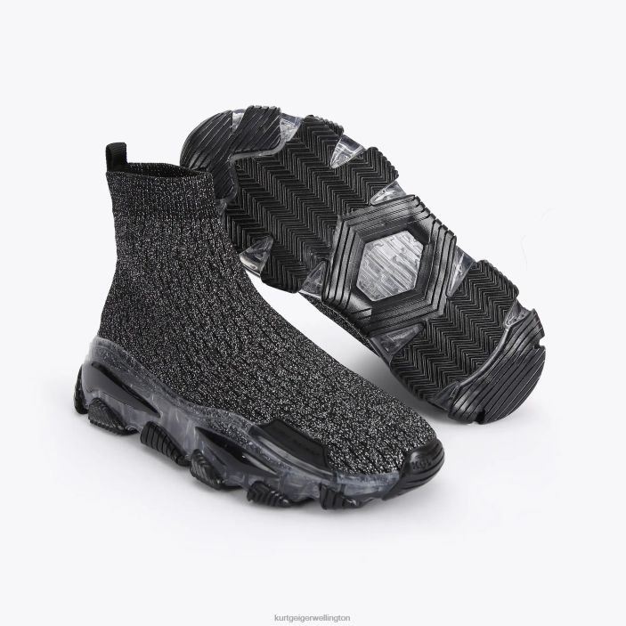 Kurt Geiger NZ - Kurt Geiger Black Other London Lettie Knit Sock PZ2X393