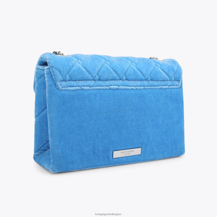 Kurt Geiger NZ - Kurt Geiger Blue London Velvet Medium Kensington PZ2X107