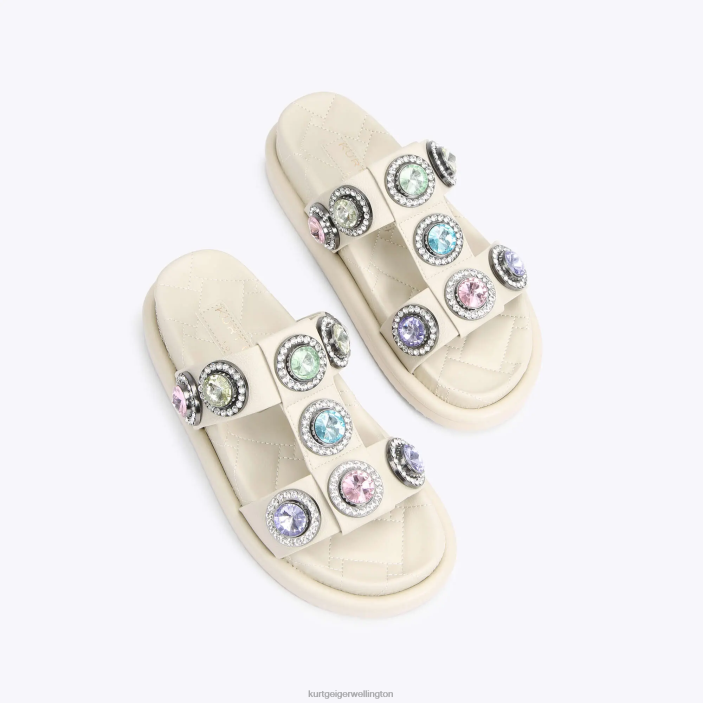 Kurt Geiger NZ - Kurt Geiger Bone Combination London Orson Crystal Sandal PZ2X428