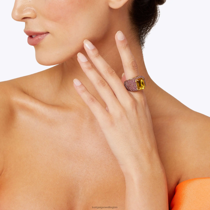 Kurt Geiger NZ - Kurt Geiger Fushia London Xl Crystal Pave Ring PZ2X526