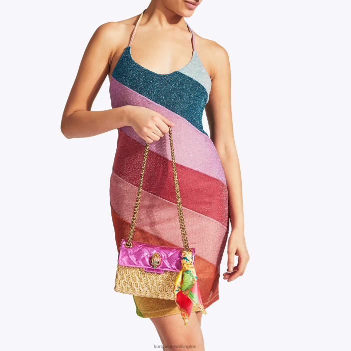 Kurt Geiger NZ - Kurt Geiger Gold Combination London Raffia Mini Kensington PZ2X89