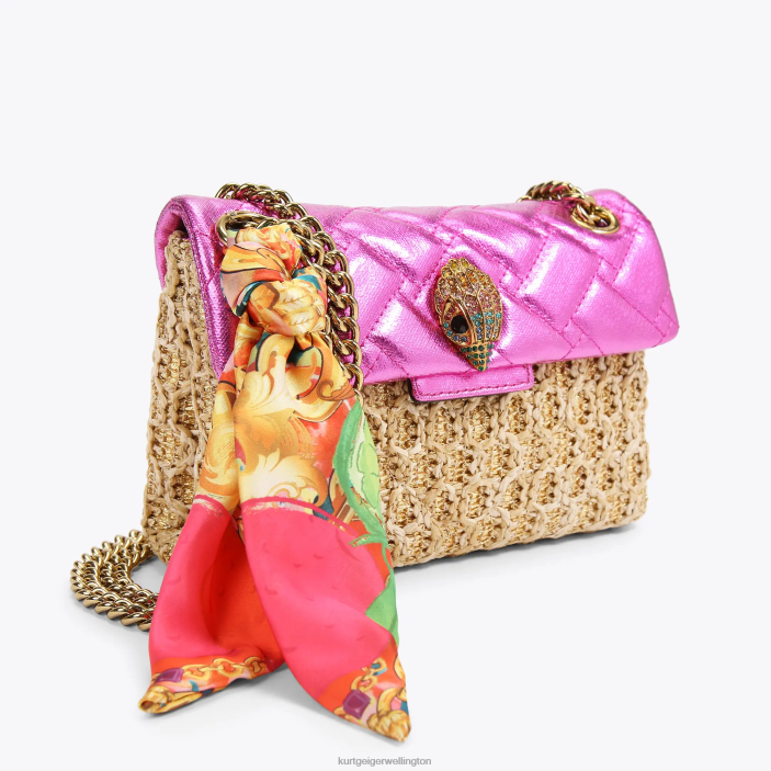 Kurt Geiger NZ - Kurt Geiger Gold Combination London Raffia Mini Kensington PZ2X89
