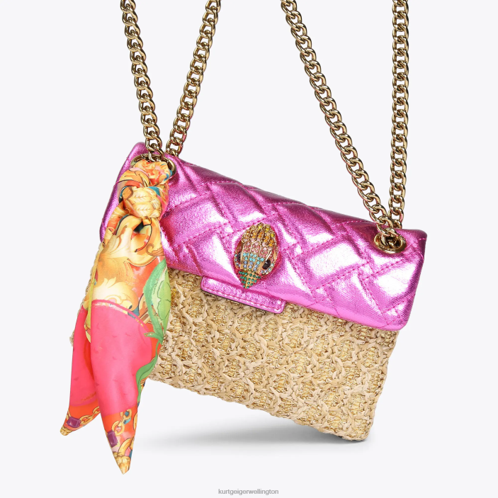 Kurt Geiger NZ - Kurt Geiger Gold Combination London Raffia Mini Kensington PZ2X89