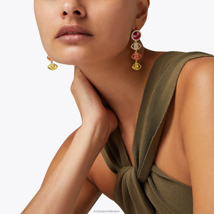 Kurt Geiger NZ - Kurt Geiger Gold London Evil Eye Drop Earrings PZ2X587