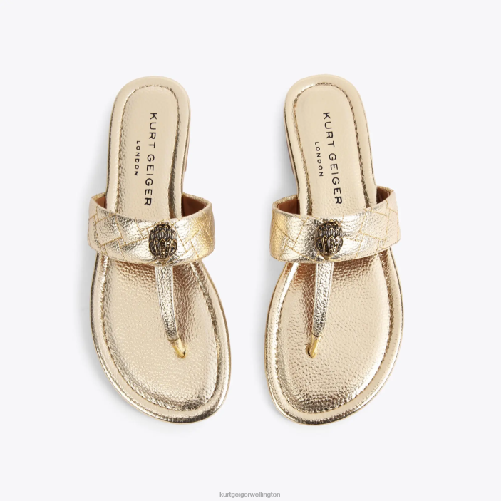 Kurt Geiger NZ - Kurt Geiger Gold London Kensington T-Bar Sandal PZ2X448