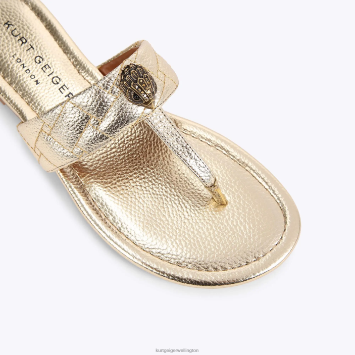 Kurt Geiger NZ - Kurt Geiger Gold London Kensington T-Bar Sandal PZ2X448