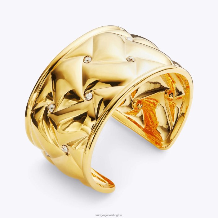 Kurt Geiger NZ - Kurt Geiger Gold London Metal Quilted Xl Bracelet PZ2X543