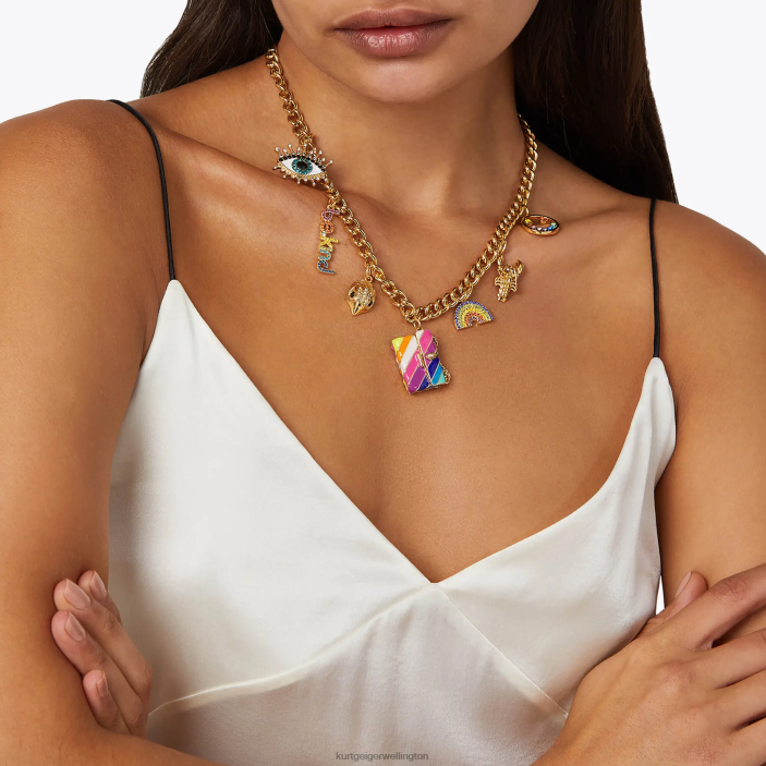 Kurt Geiger NZ - Kurt Geiger Gold London Multi Charms Necklace PZ2X186