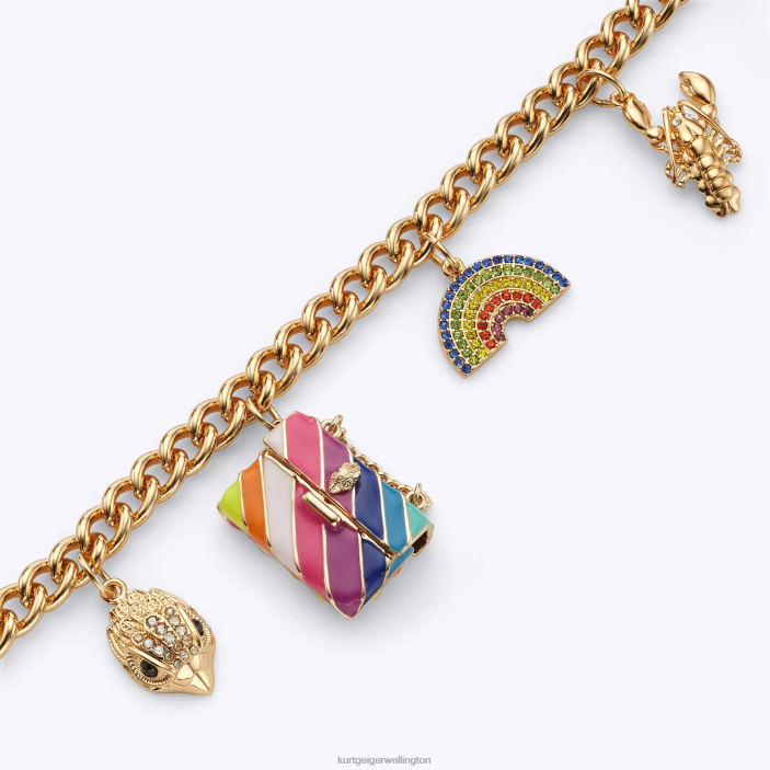 Kurt Geiger NZ - Kurt Geiger Gold London Multi Charms Necklace PZ2X186