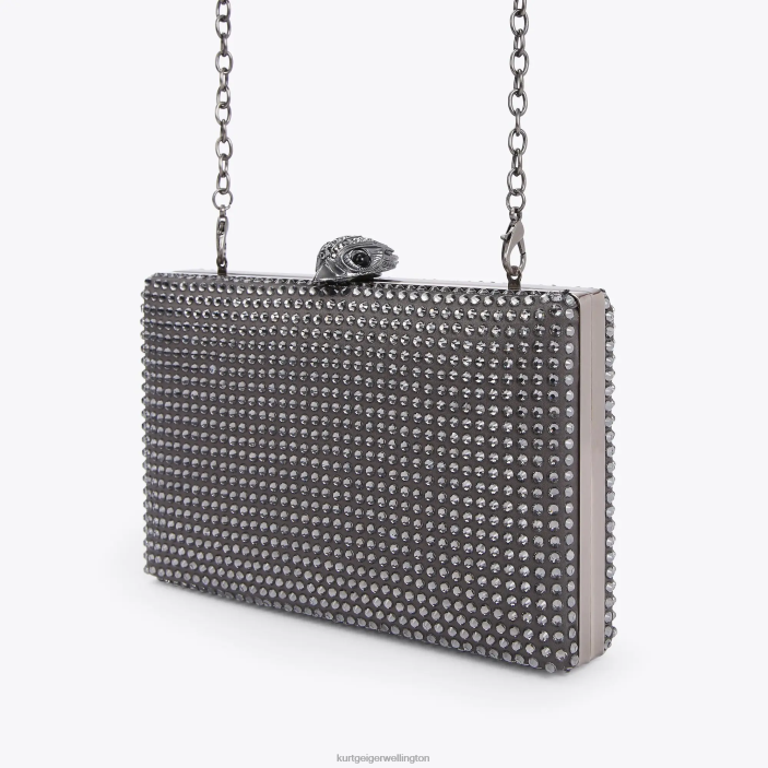 Kurt Geiger NZ - Kurt Geiger Grey London Crystal Kensington Clutch PZ2X55