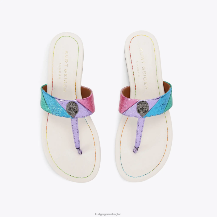 Kurt Geiger NZ - Kurt Geiger Metal Combination London Kensington T-Bar Sandal PZ2X228