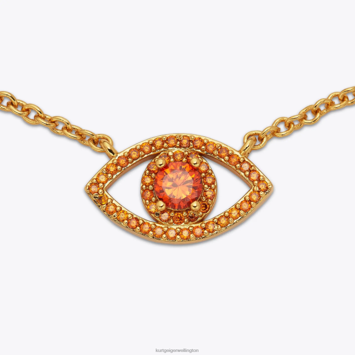 Kurt Geiger NZ - Kurt Geiger Orange London Evil Eye Pendant Necklace PZ2X535