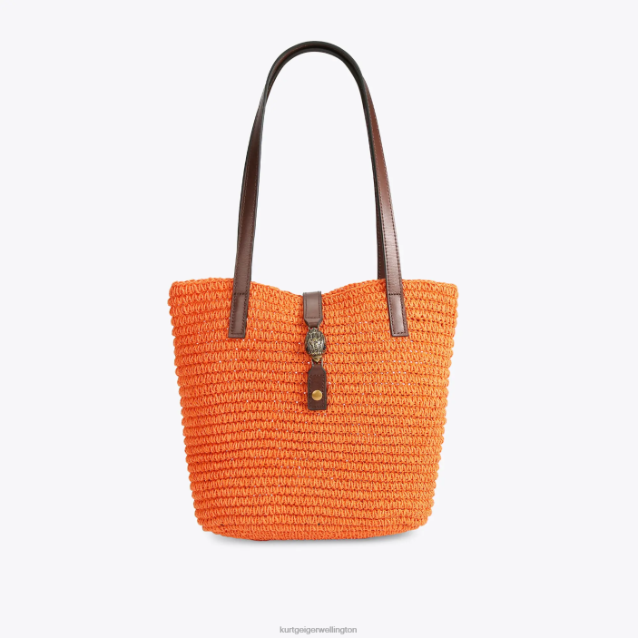 Kurt Geiger NZ - Kurt Geiger Orange London Hampton Raffia Tote PZ2X458