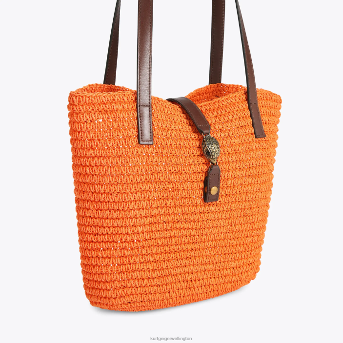 Kurt Geiger NZ - Kurt Geiger Orange London Hampton Raffia Tote PZ2X458