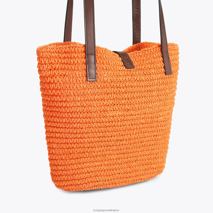 Kurt Geiger NZ - Kurt Geiger Orange London Hampton Raffia Tote PZ2X458