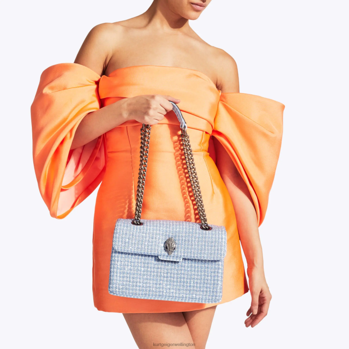 Kurt Geiger NZ - Kurt Geiger Pale Blue London Fabric Kensington Bag PZ2X83
