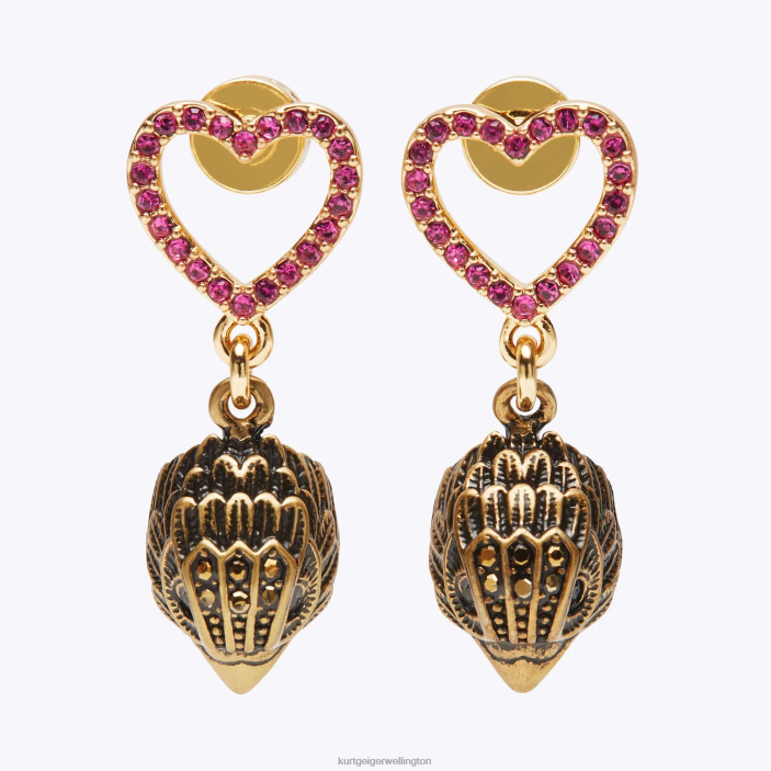 Kurt Geiger NZ - Kurt Geiger Pink Combination London Heart Eagle Studs PZ2X527