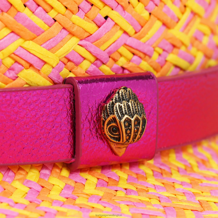 Kurt Geiger NZ - Kurt Geiger Pink Combination London Straw Fringed Fedora Hat PZ2X474