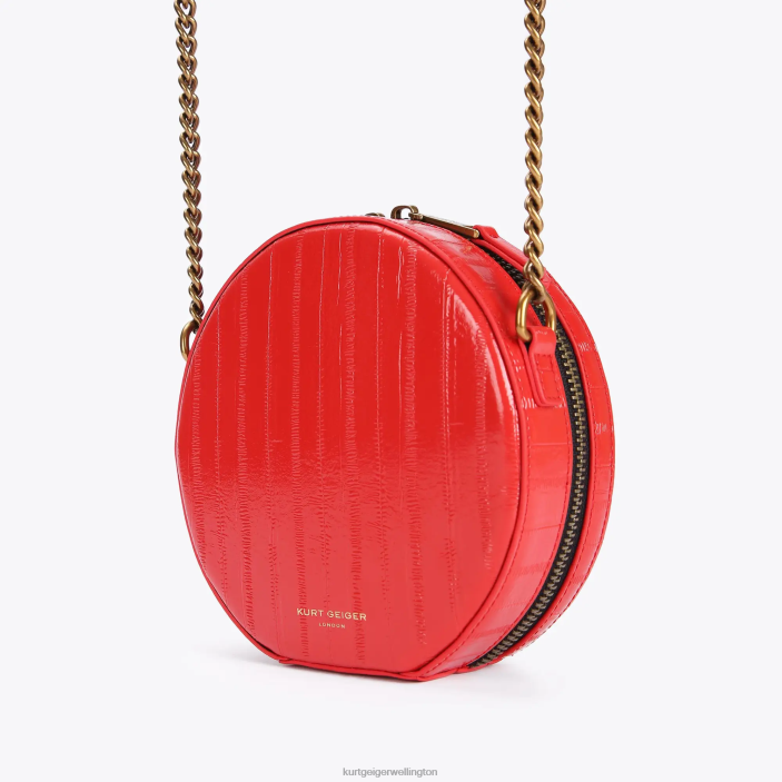 Kurt Geiger NZ - Kurt Geiger Red London Round Small Shoreditch Bag PZ2X139