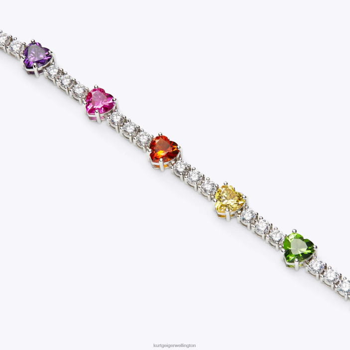 Kurt Geiger NZ - Kurt Geiger Silver Combination London Hearts Tennis Bracelet PZ2X551