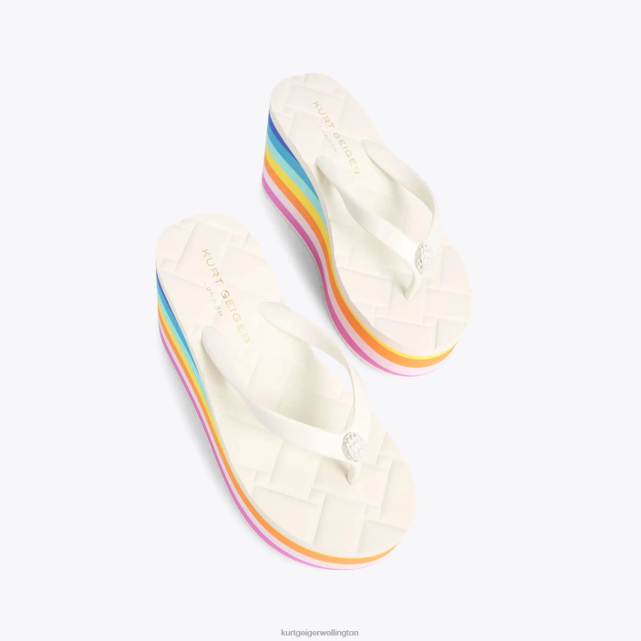 Kurt Geiger NZ - Kurt Geiger White Comb London Kensington Flipflop Wedge PZ2X229