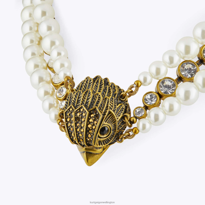 Kurt Geiger NZ - Kurt Geiger White London Eagle Pearl Xl Necklace PZ2X571
