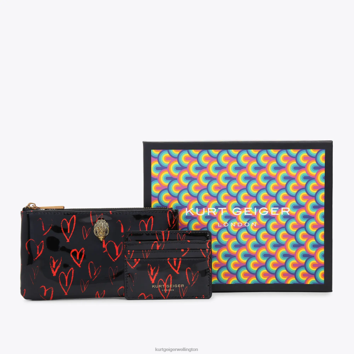 Kurt Geiger Wallet - Kurt Geiger Black Red London Eagle Pouch Gift Set PZ2X499