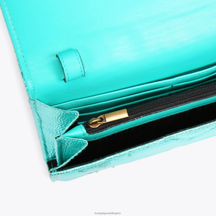 Kurt Geiger Wallet - Kurt Geiger Teal London Kensington Chain Wallet Eye PZ2X111