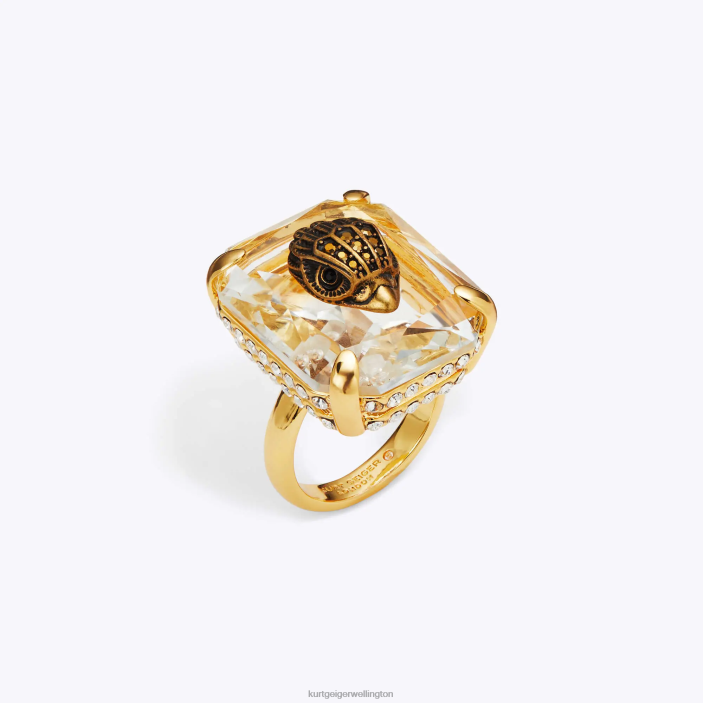 Kurt Geiger NZ - Kurt Geiger Gold London Eagle Xl Crystal Ring PZ2X541