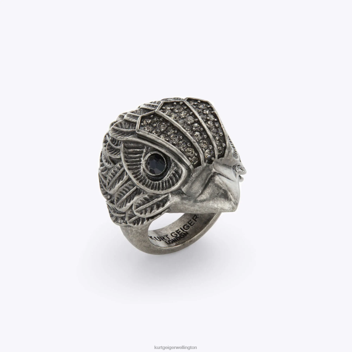 Kurt Geiger NZ - Kurt Geiger Gunmetal London Eagle Xl Chunky Ring PZ2X586