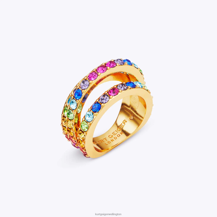 Kurt Geiger NZ - Kurt Geiger Multi/Other London Rainbow Triple Ring PZ2X180