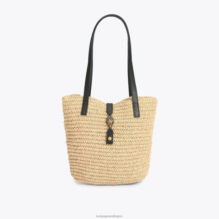 Kurt Geiger NZ - Kurt Geiger Beige London Hampton Raffia Tote PZ2X462