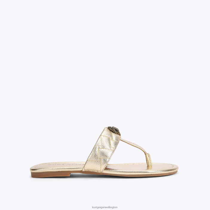 Kurt Geiger NZ - Kurt Geiger Gold London Kensington T-Bar Sandal PZ2X448