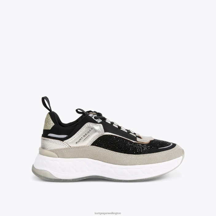 Kurt Geiger NZ - Kurt Geiger Black Grey London Kensington Sneaker PZ2X296